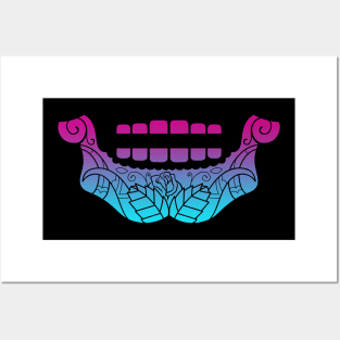 Wide Sugar Skull Jaw Print Vaporwave Posters and Art